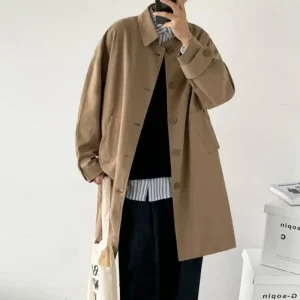 Men's Wear 2025 Autumn Fashion New Single Breasted Trench Clothes Male Long Coat Loose Overcoat Trend Handsome Casual Windbreak