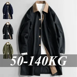 Plus Size Clothing Autumn Spring Fashion Jackets Windproof Warm Long Trench Coat Men's Casual Loose Sports High-grade Jackets