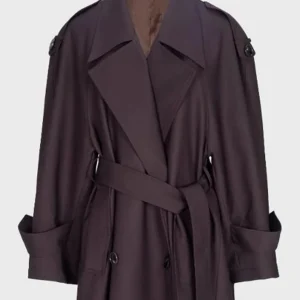 Lautaro Spring Autumn Oversized Khaki Extra Long Dark Purple Trench Coat for Women Double Breasted Elegant Luxury Overcoat 2025